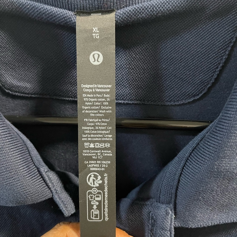 Lululemon Men's Navy Polo Shirt Size XL - Picture 5 of 5